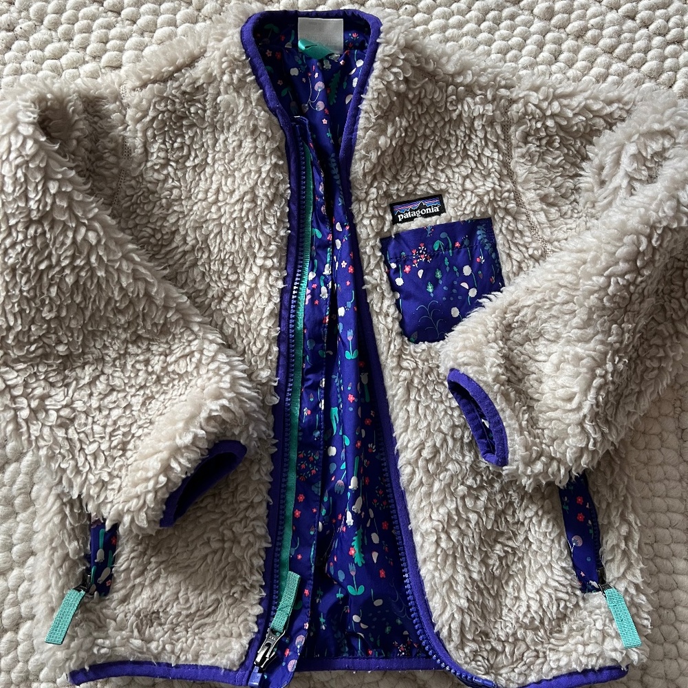 Patagonia Kids Retro-X Fleece with Purple Floral Lining